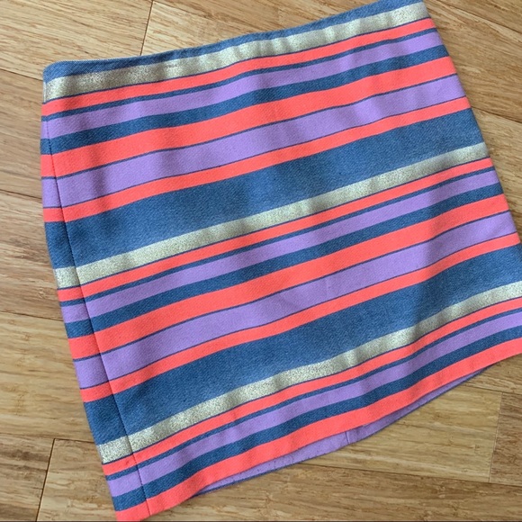 J. Crew Gold metallic stripped mini skirt. - Picture 3 of 8